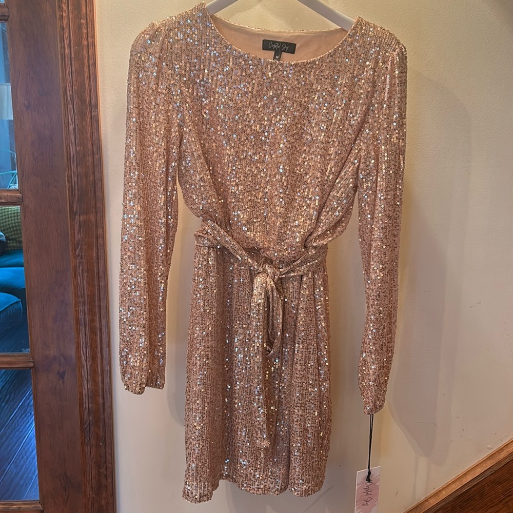 Crystal Sky Gold Sequined Dress